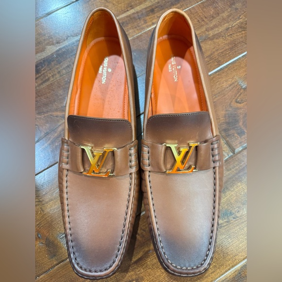 Louis Vuitton Cognac Brown Waxed Leather Montaigne Loafers sz 15 - Picture 9 of 16